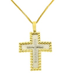 Λευκόχρυσος βαπτιστικός σταυρός Κ14 με αλυσίδα